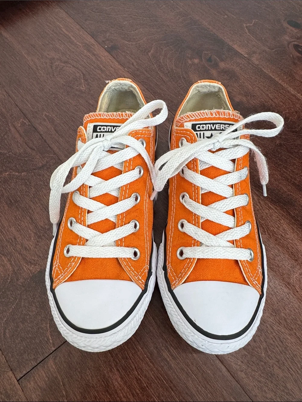 Converse Boys Orange Chucks All Stars Skater Shoes Casual Chic Street Style Sz 1